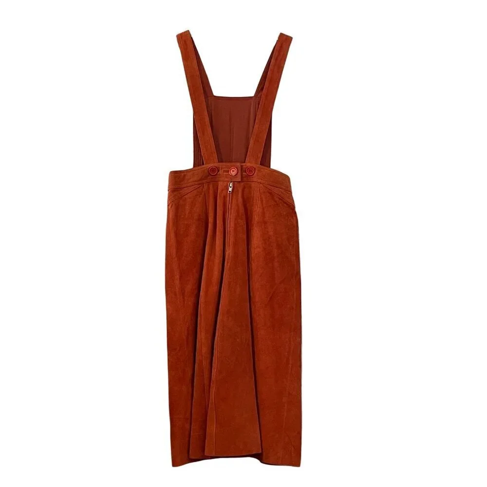 Free People Suede Apron Midi Dress in Rust Orange Sz. 0